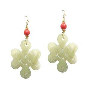 Tigerstars Jumbo Lucky Knot Jade Pendant Dangling Earrings